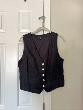 J. Crew Black Linen Button Vest